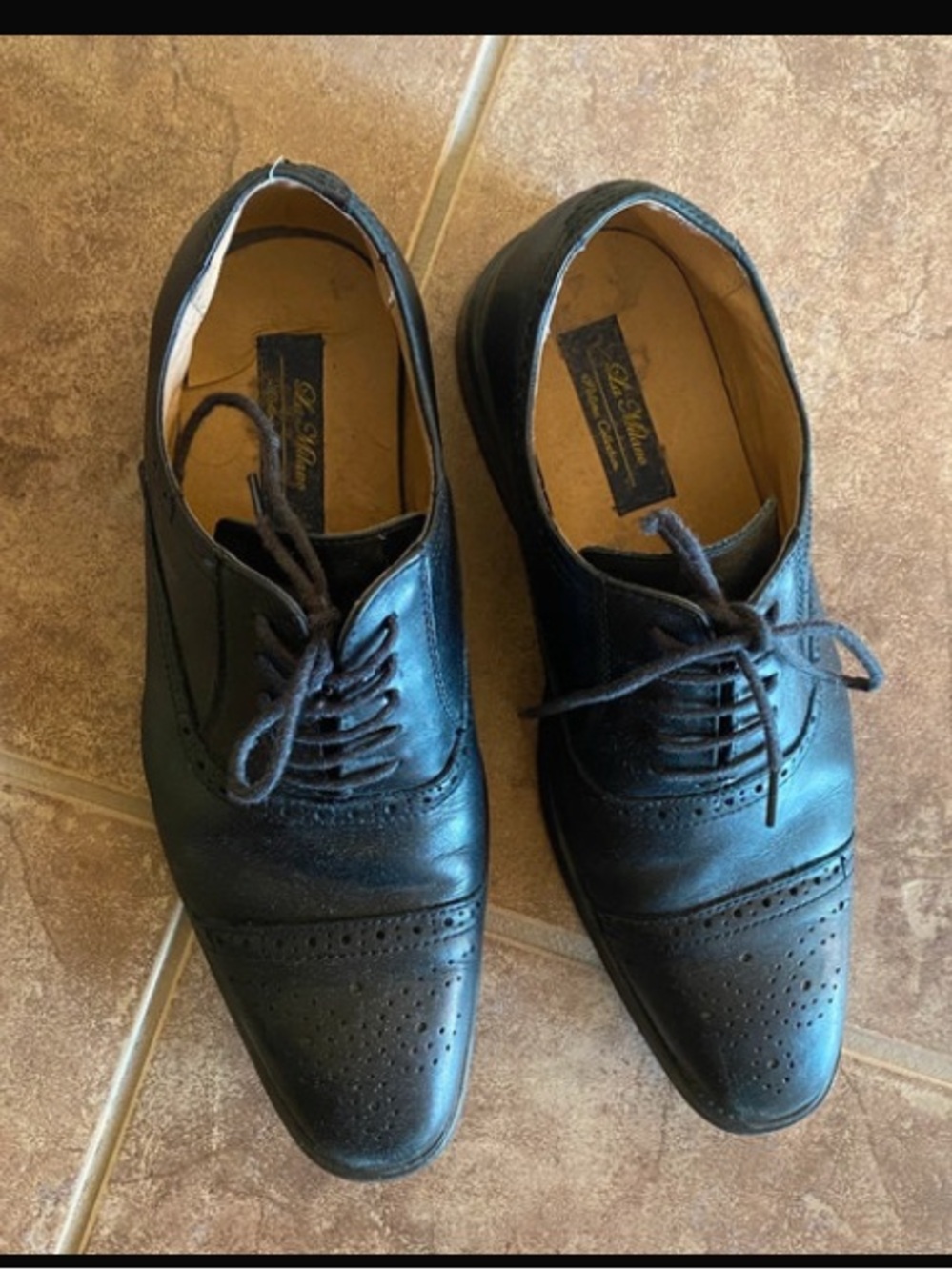 Classic Black Leather Cap-Toe Derby Shoes